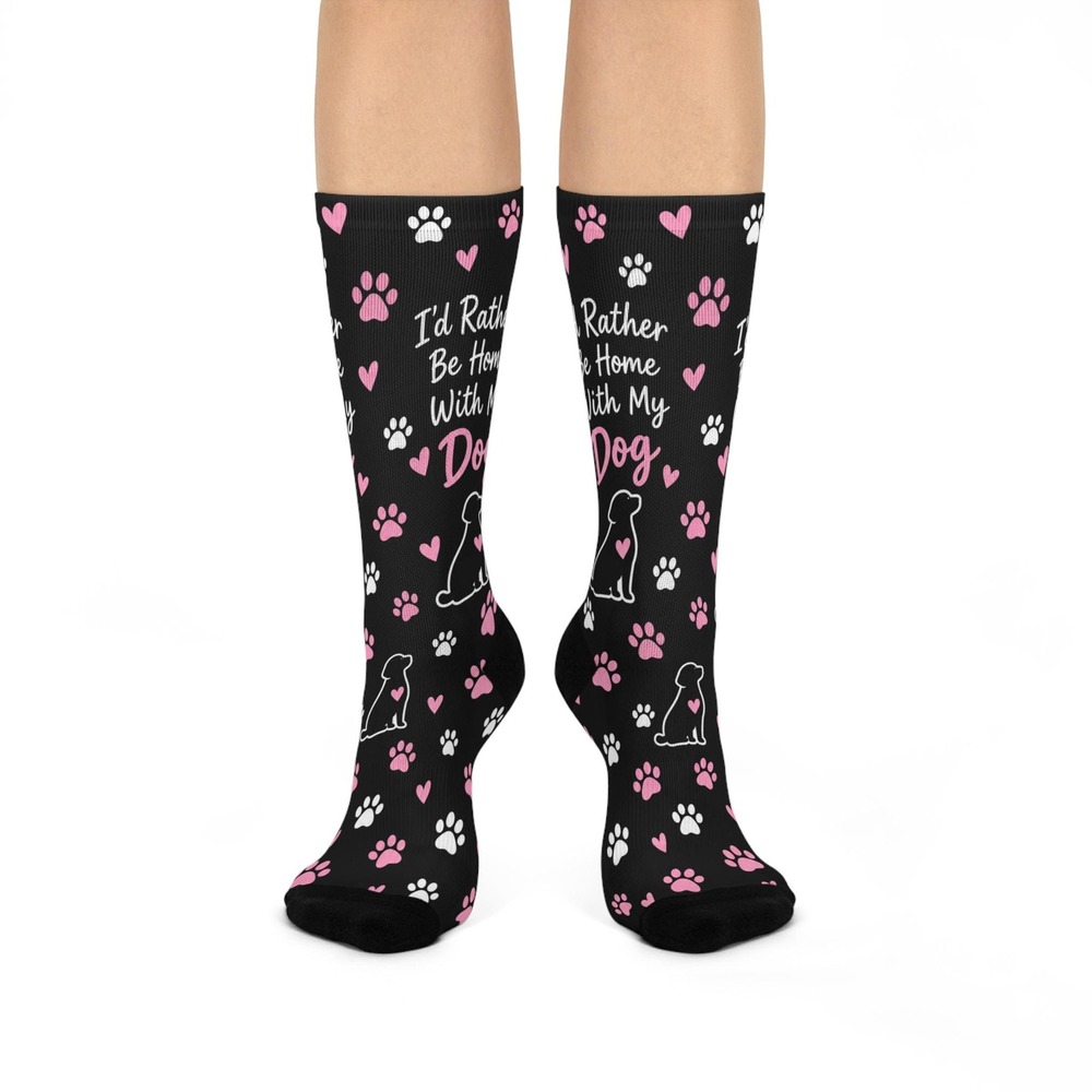 I'd Rather Be Home With My Dog Socks | Dog Lover Gift | Dog Mom Socks